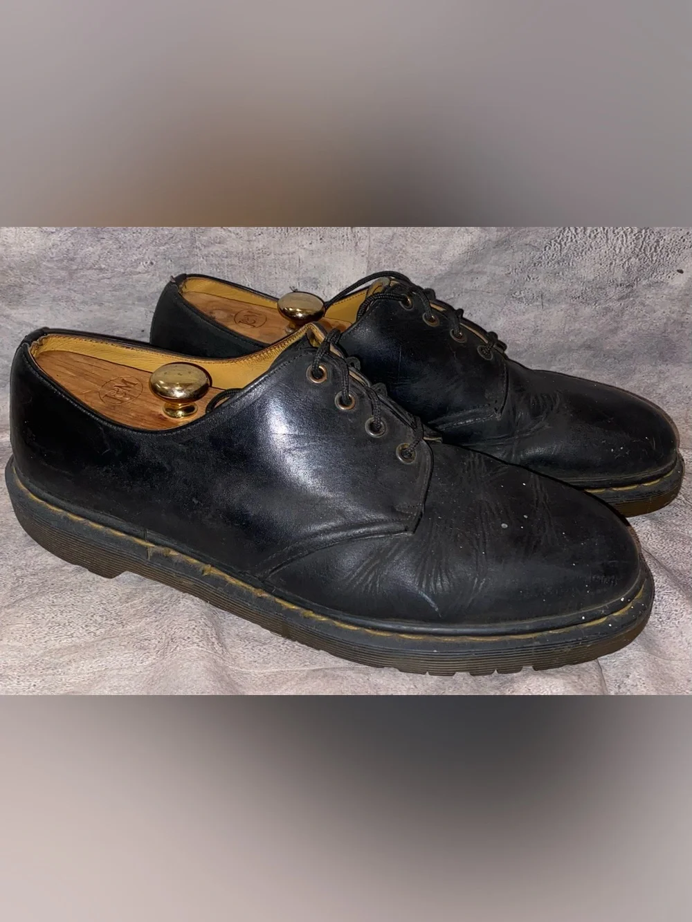 Vintage 80s 90s Doc Dr Martens Made in England 4 Eyelet Derby Oxford Shoes 13